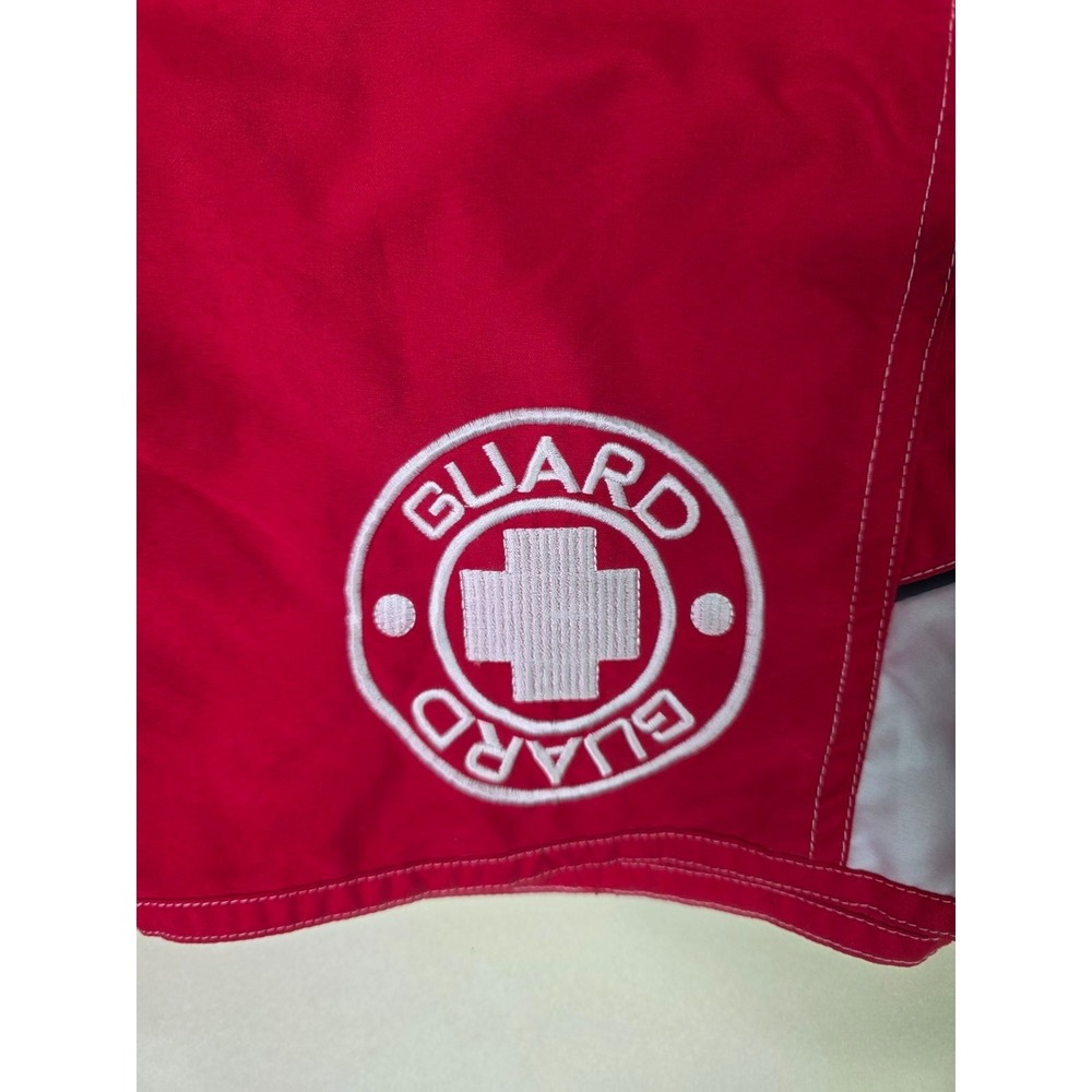TYR Men's Swim Trunks Shorts Size M Red White Deck-X Lifeguard w/ Comfort Liner - Picture 12 of 13